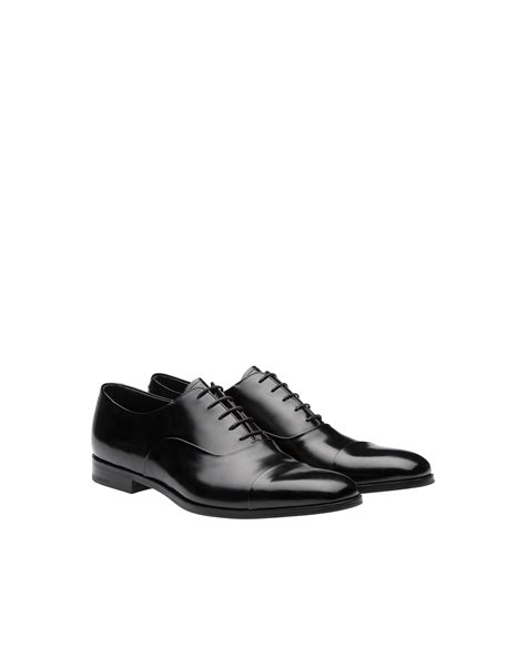 prada mens oxford black|Black Brushed Leather Oxford Shoes .